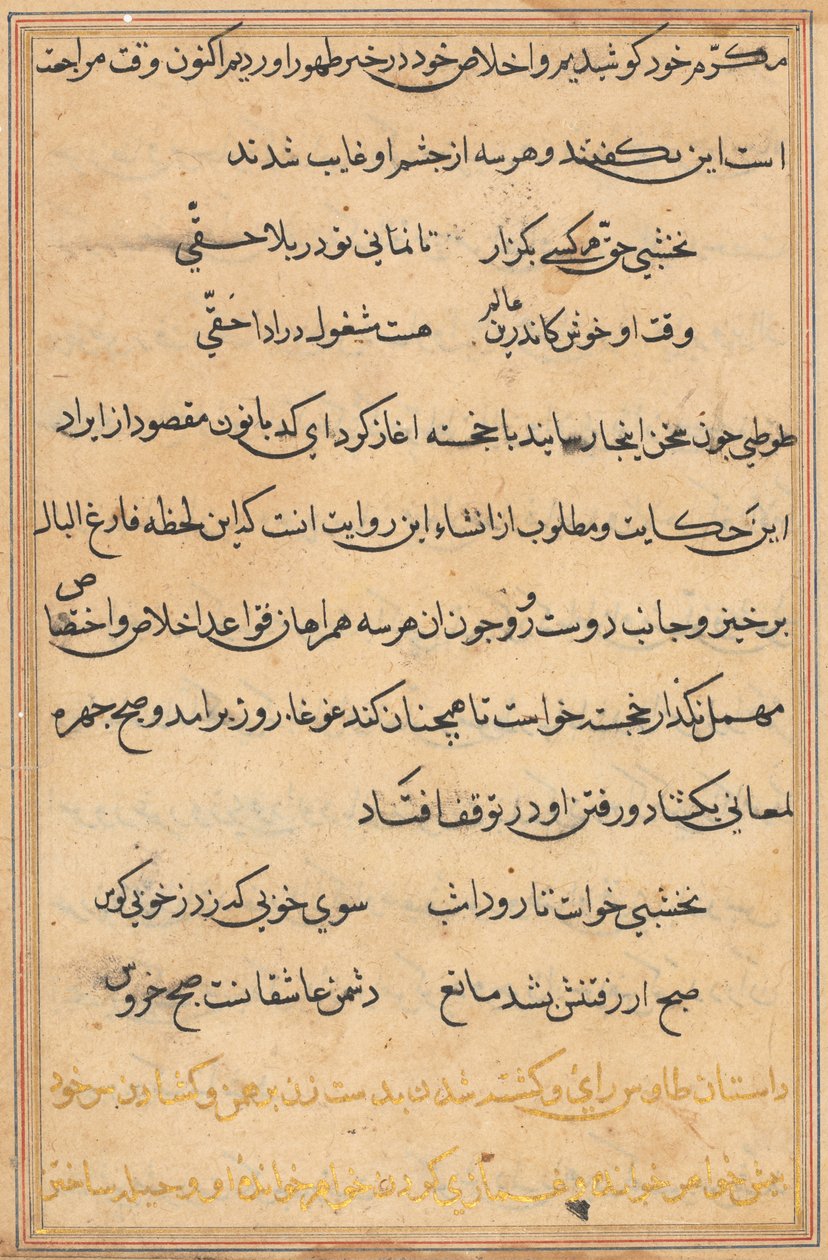 Pagina da Racconti di un pappagallo (Tuti-nama): pagina di testo da Unknown artist