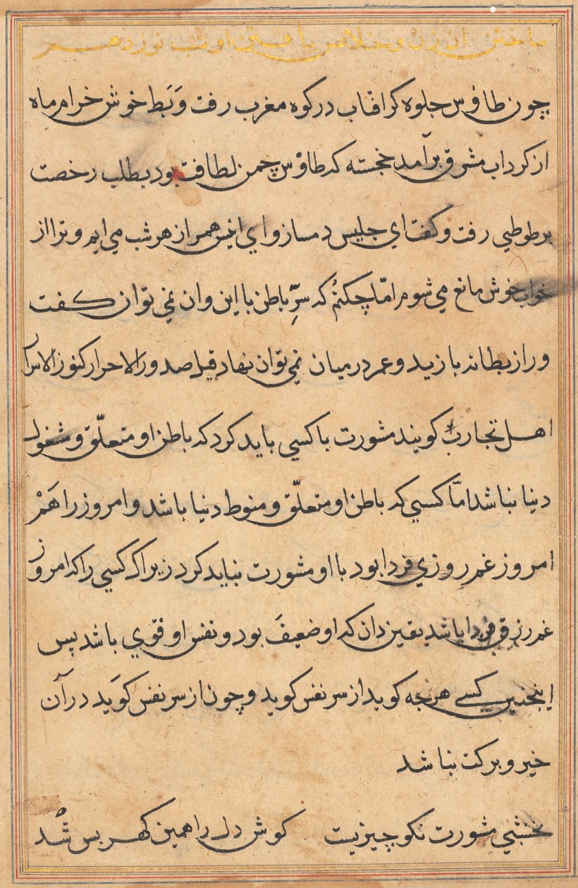 Pagina da Racconti di un pappagallo (Tuti-nama): pagina di testo da Unknown artist