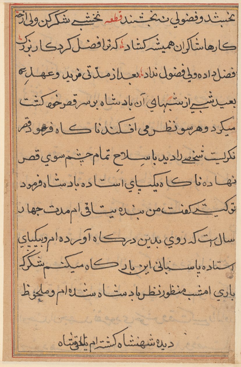 Pagina da Racconti di un pappagallo (Tuti-nama): pagina di testo da Unknown artist