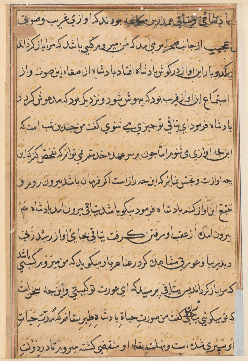 Pagina da Racconti di un pappagallo (Tuti-nama): pagina di testo da Unknown artist