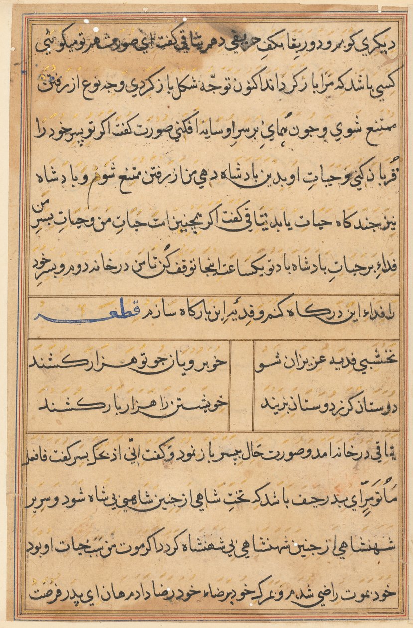 Pagina da Racconti di un pappagallo (Tuti-nama): pagina di testo da Unknown artist