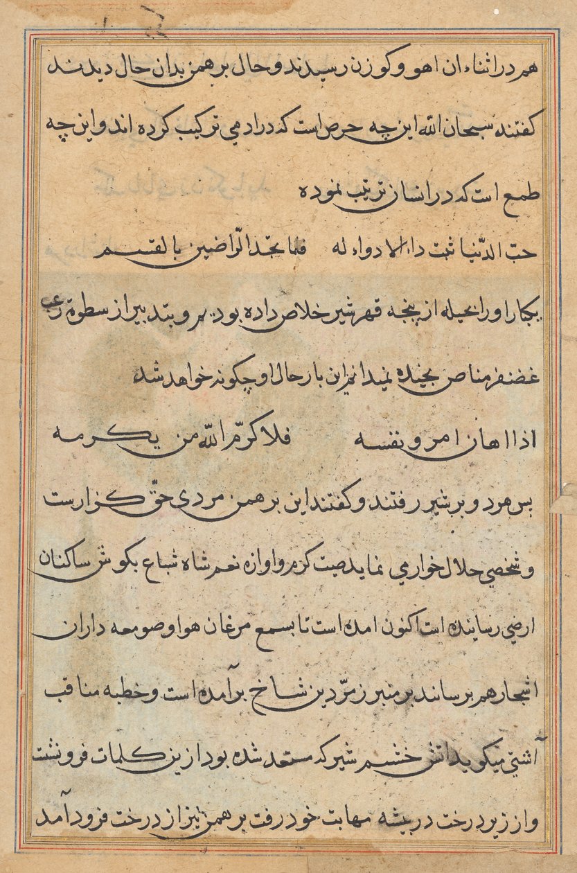 Pagina da Racconti di un pappagallo (Tuti-nama): pagina di testo da Unknown artist