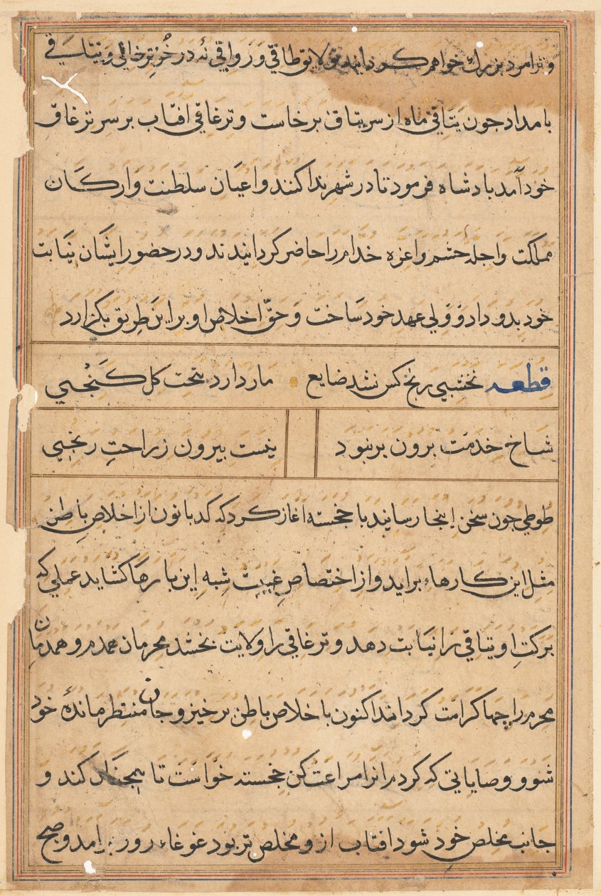 Pagina da Tales of a Parrot (Tuti-nama): pagina di testo da Unknown artist