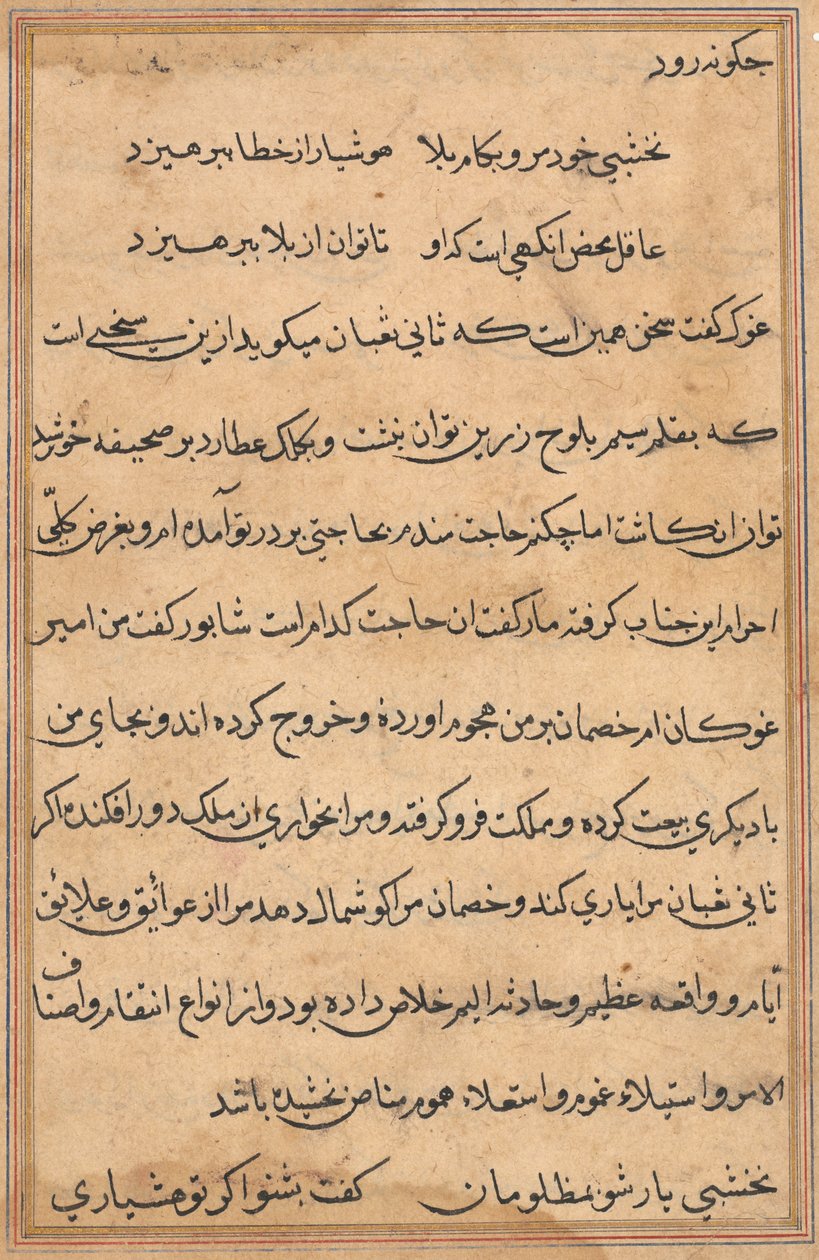 Pagina da Tales of a Parrot (Tuti-nama): pagina di testo da Unknown artist