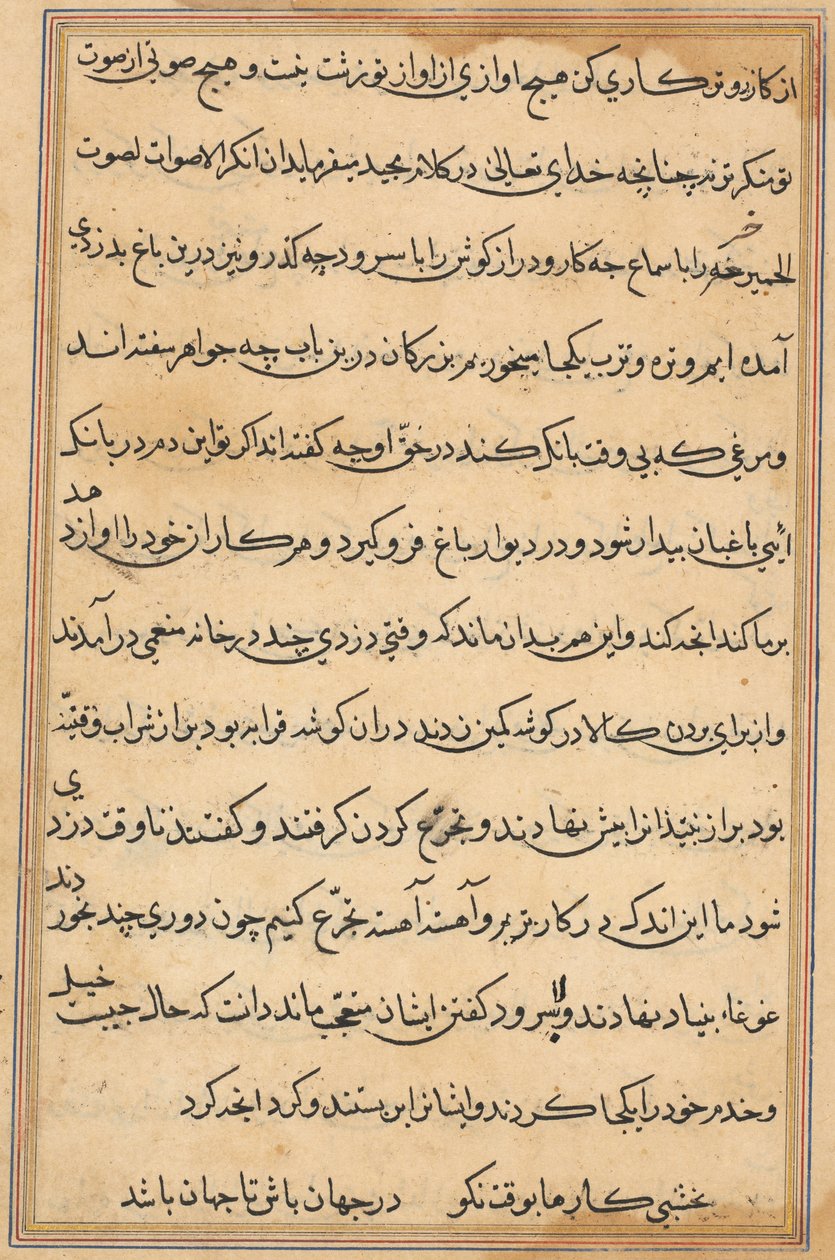 Pagina da Racconti di un pappagallo (Tuti-nama): pagina di testo da Unknown artist