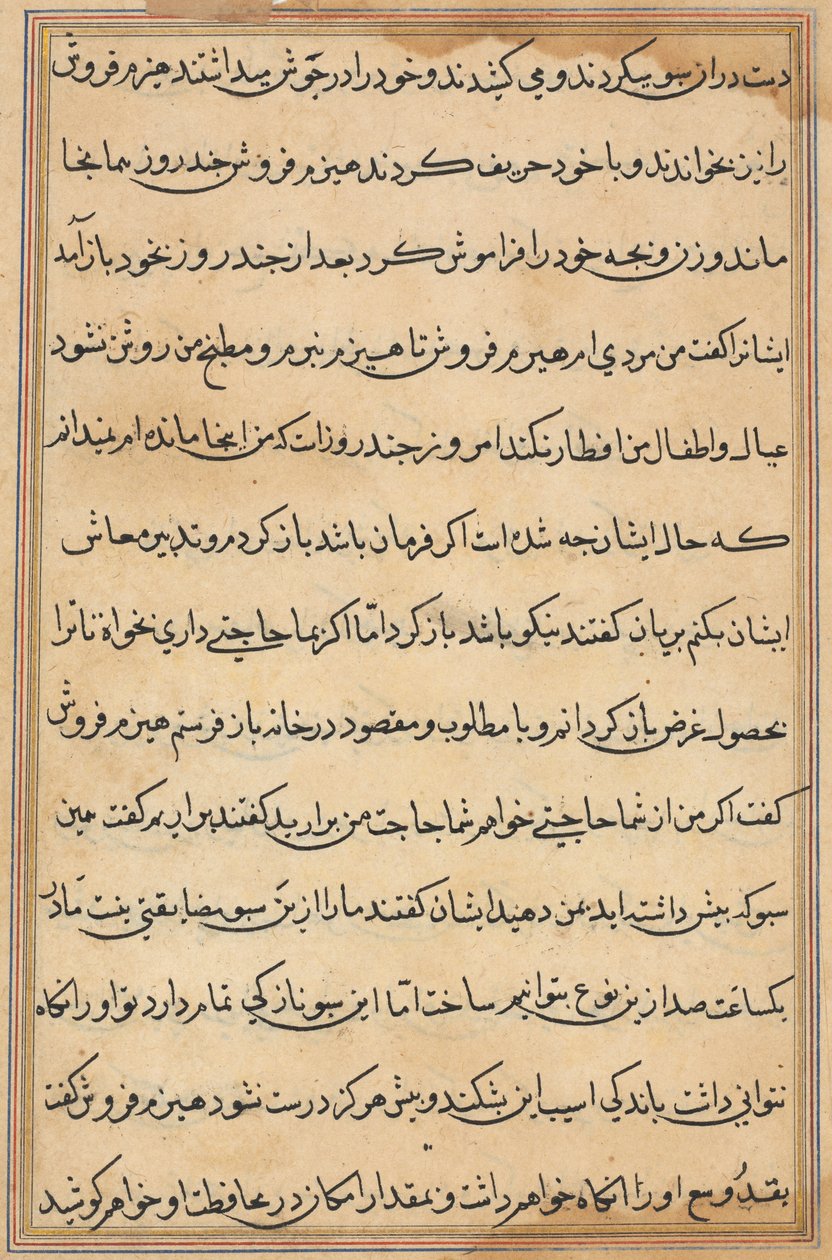 Pagina da Racconti di un pappagallo (Tuti-nama): pagina di testo da Unknown artist