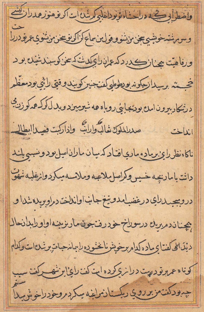 Pagina da Racconti di un pappagallo (Tuti-nama): pagina di testo da Unknown artist