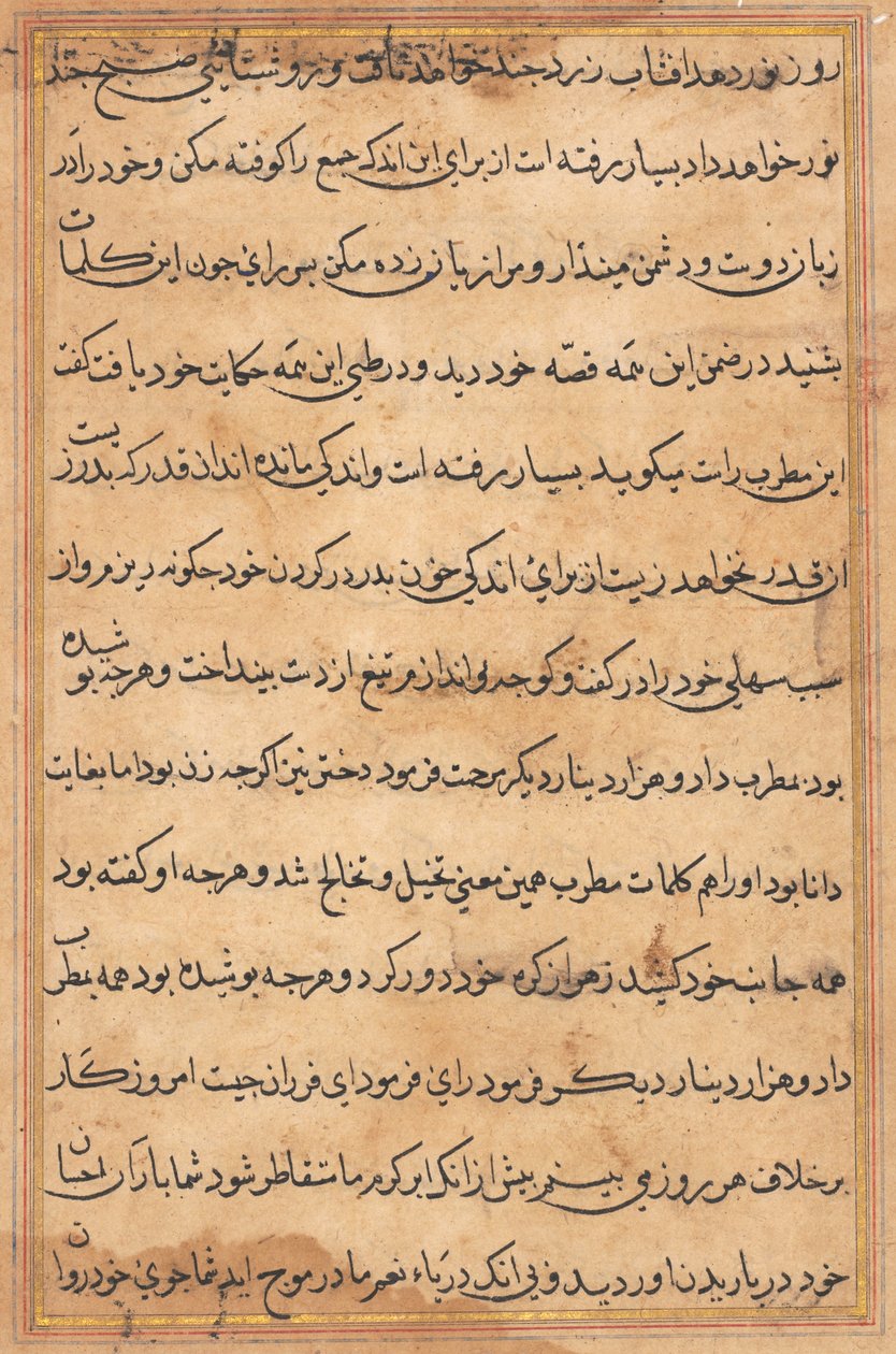 Pagina da Racconti di un pappagallo (Tuti-nama): pagina di testo da Unknown artist