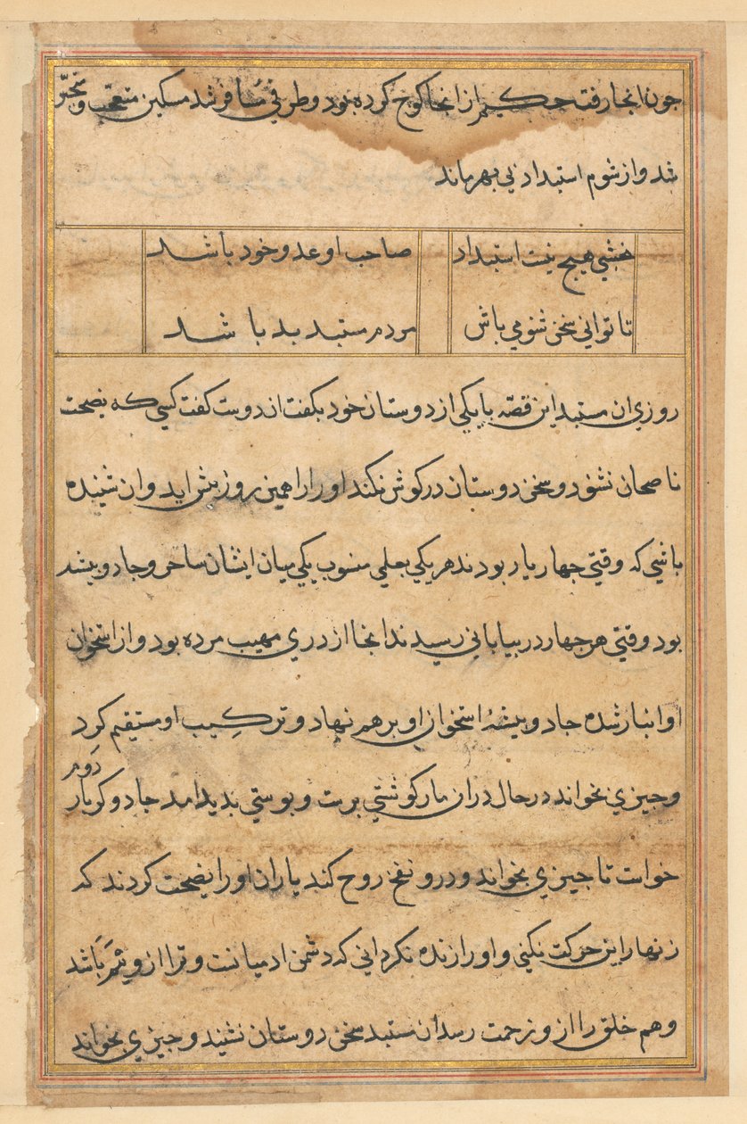 Pagina da Storie di un pappagallo (Tuti-nama): pagina di testo da Unknown artist