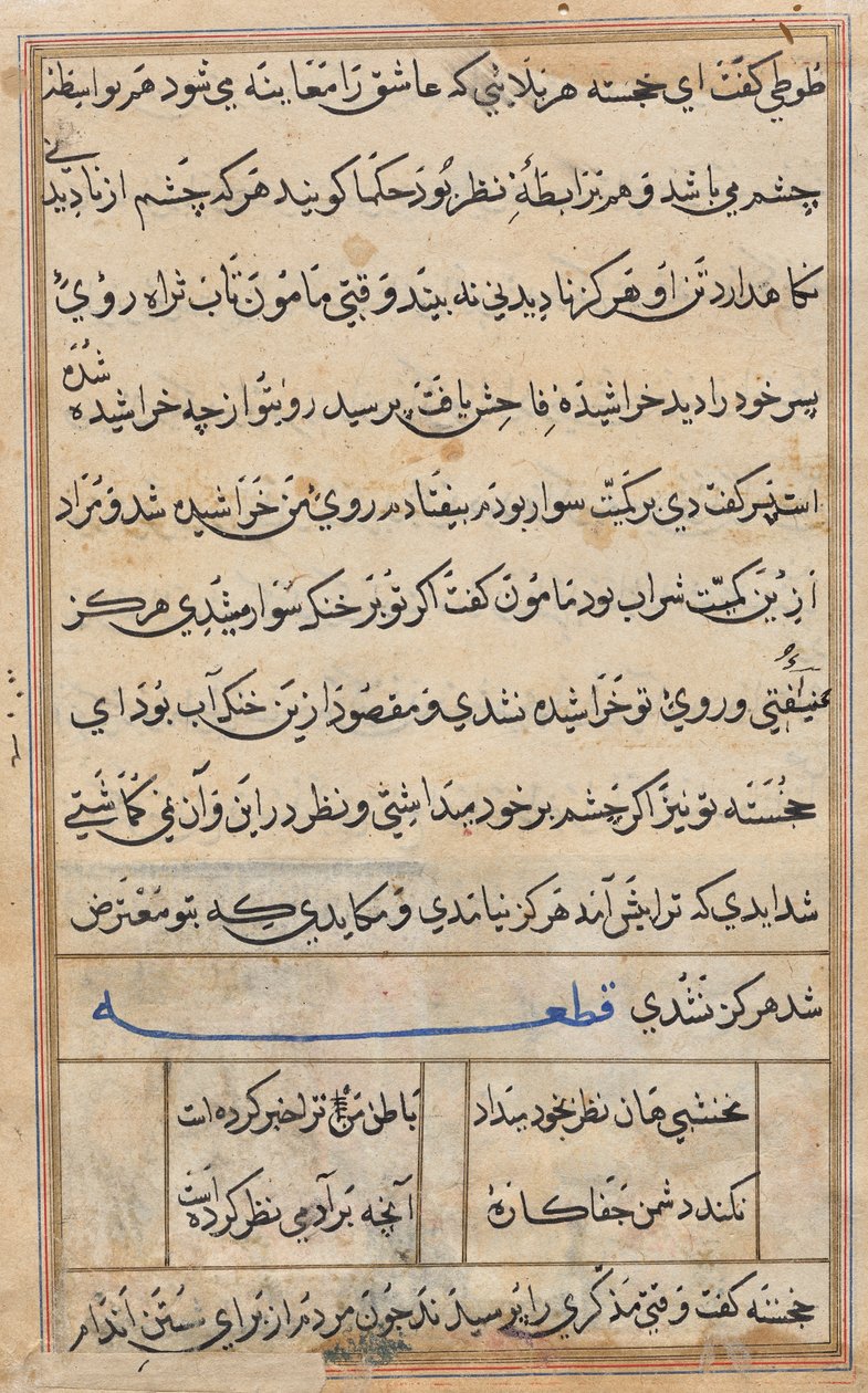 Pagina da Racconti di un pappagallo (Tuti-nama): pagina di testo da Unknown artist