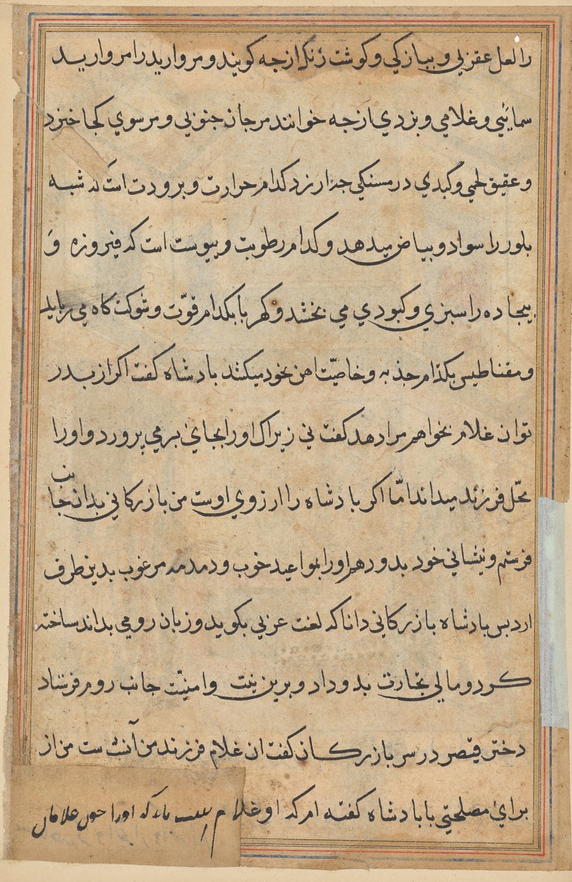 Pagina da Racconti di un pappagallo (Tuti-nama): pagina di testo da Unknown artist