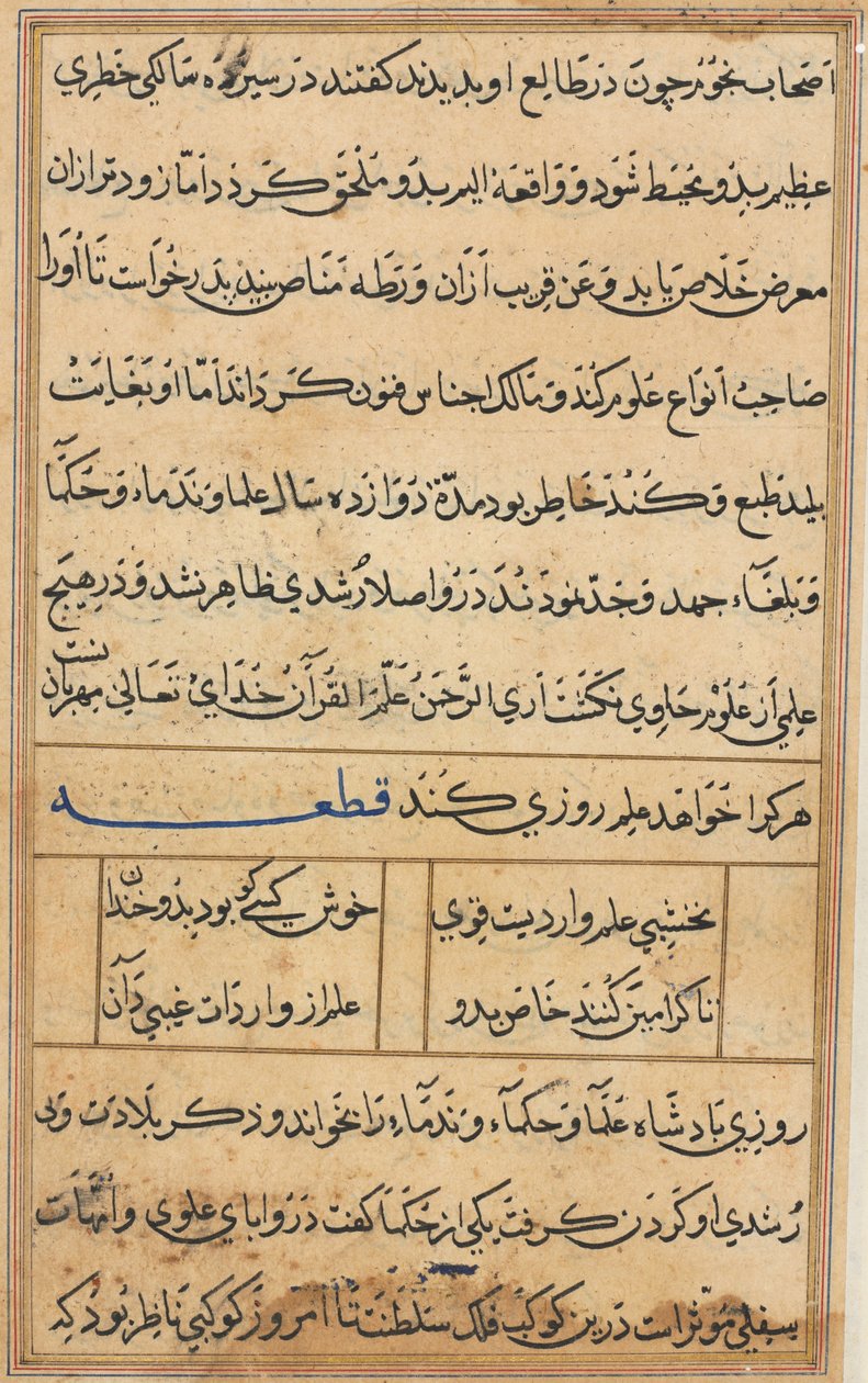 Pagina da Racconti di un pappagallo (Tuti-nama): pagina di testo da Unknown artist