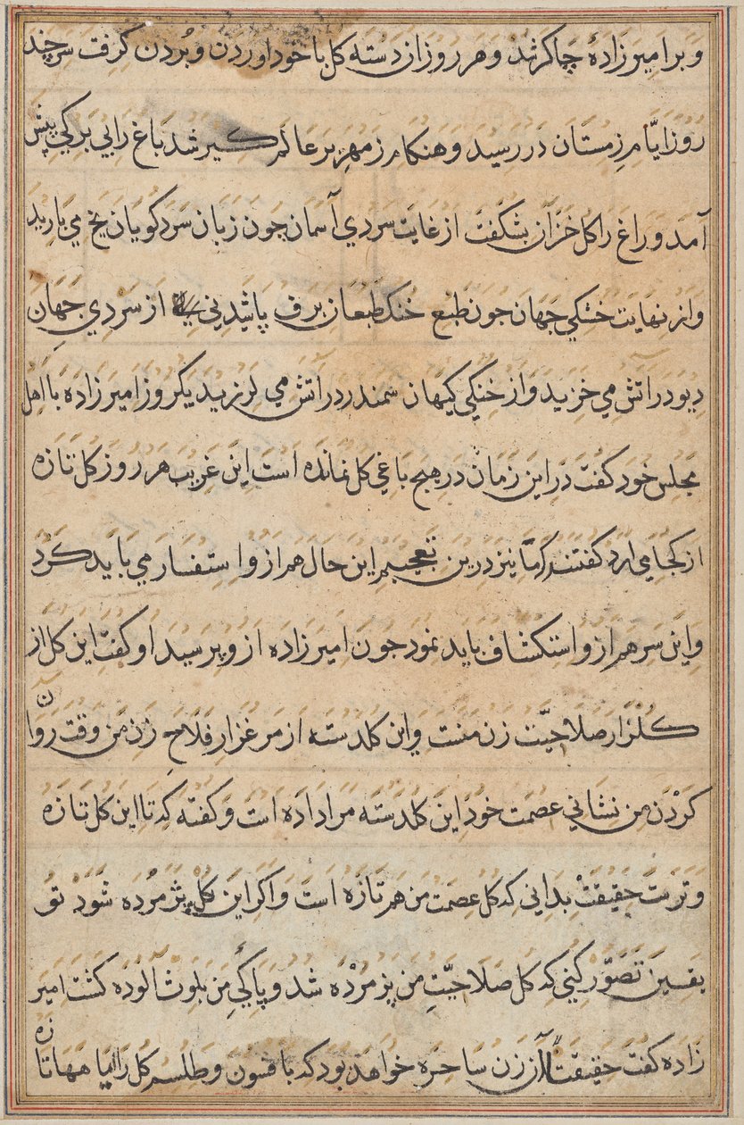 Pagina da Racconti di un pappagallo (Tuti-nama): pagina di testo da Unknown artist