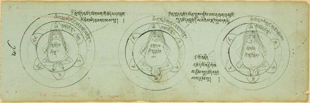 Pagina di un manoscritto con schemi di protezione dalle malattie dei bambini da Unknown artist