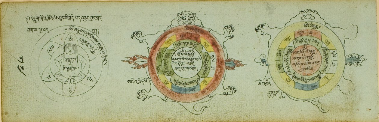 Pagina di un manoscritto con schemi di protezione dalle malattie dei bambini da Unknown artist