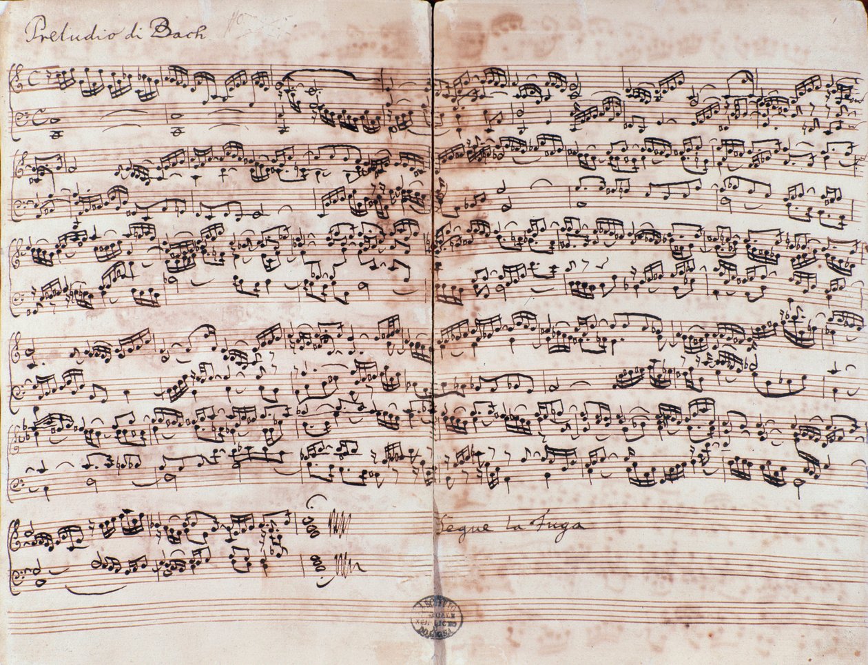 Pagina del Preludio in Do nel Clavicembalo ben temperato di Johann Sebastian Bach da Unknown artist