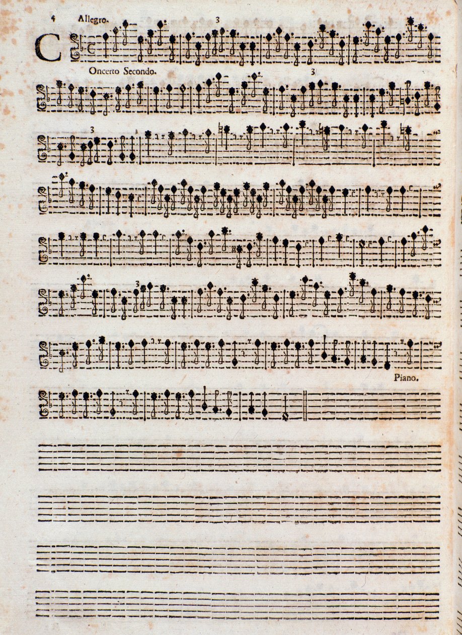 Pagina della partitura musicale di "Concerti a cinque, Op. 5" di Tomaso Albinoni da Unknown artist