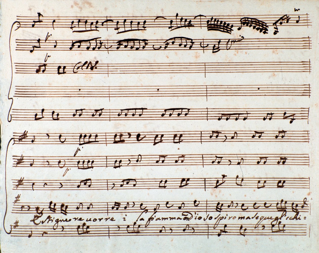 Pagina della partitura musicale di Estinguere vorrei aria nell