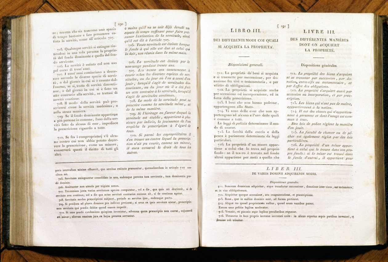 Pagine del Codice Civile di Napoleone. in francese e italiano da Unknown artist