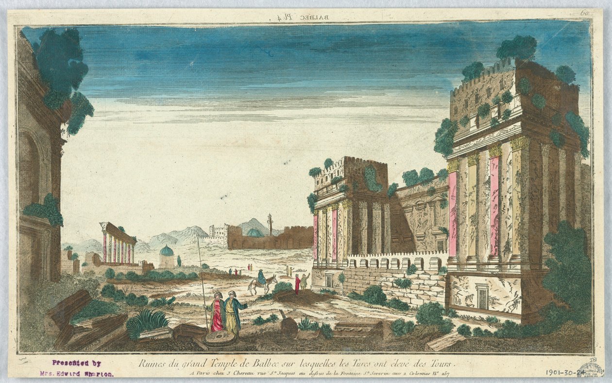 Peep-show, Balbec Pl. 4, Rovine del Grande Tempio di Balbec sulle quali i Turchi hanno elevato delle torri da Unknown artist