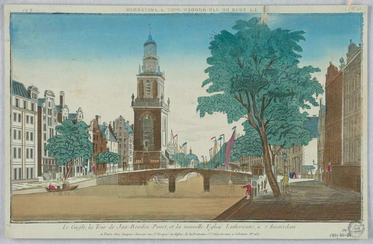 Teatrino, Le Cingle, la Torre di Jan-Rooden-Poort, e la Nuova Chiesa Luterana, ad Amsterdam, No. 15 da Unknown artist