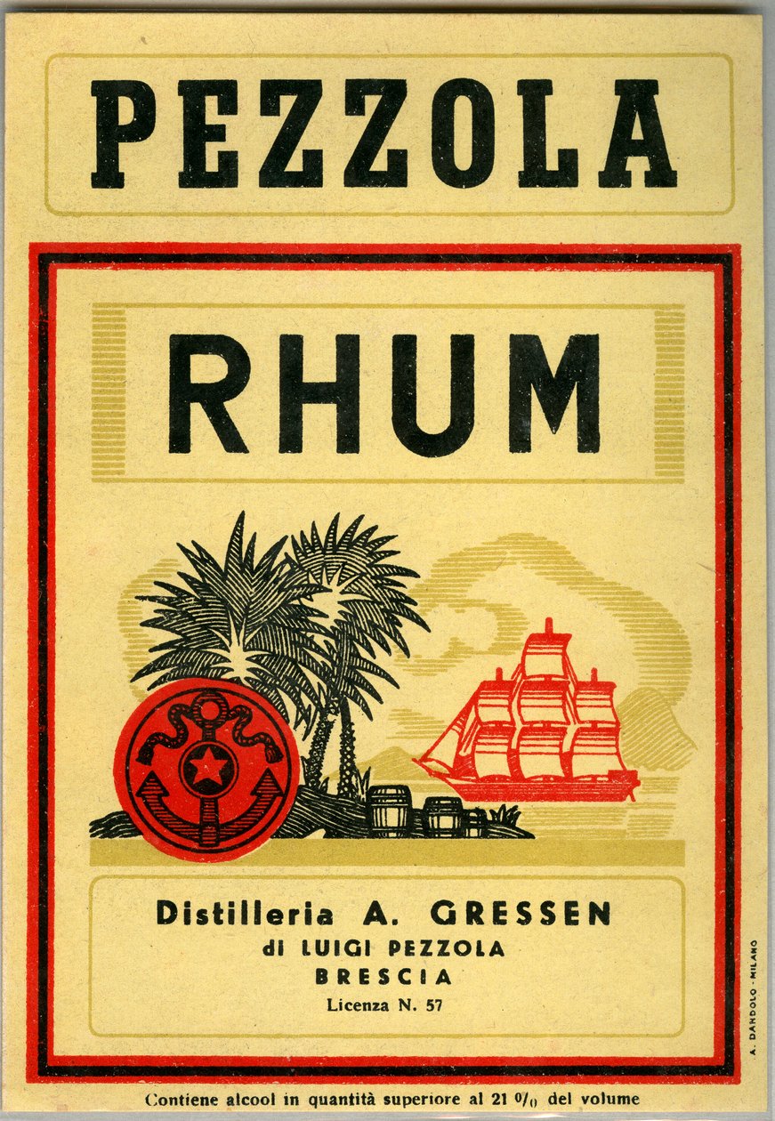 Pubblicità di alcolici Pezzola rum (cromolitografia fine 19° secolo) da Unknown artist