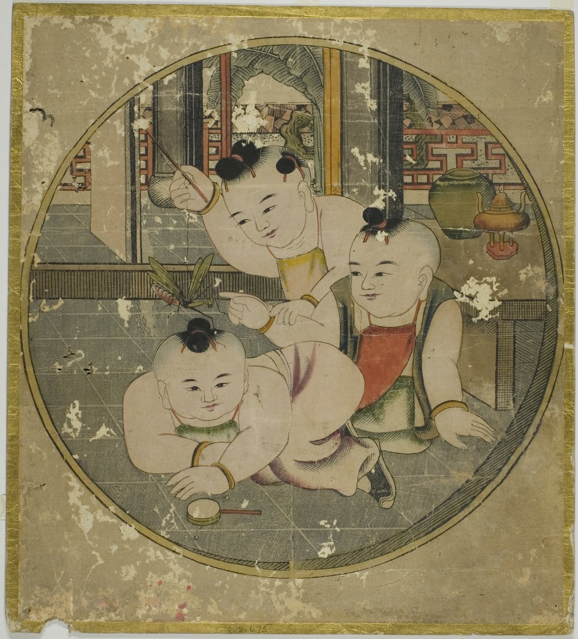 Immagine di mantide e tre bambini 蟷螂三童図 (Tourou sandou zu) da Unknown artist