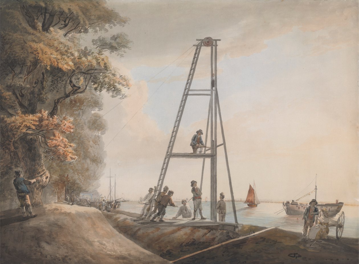 Piantare pali sulle rive del Tamigi da Unknown artist
