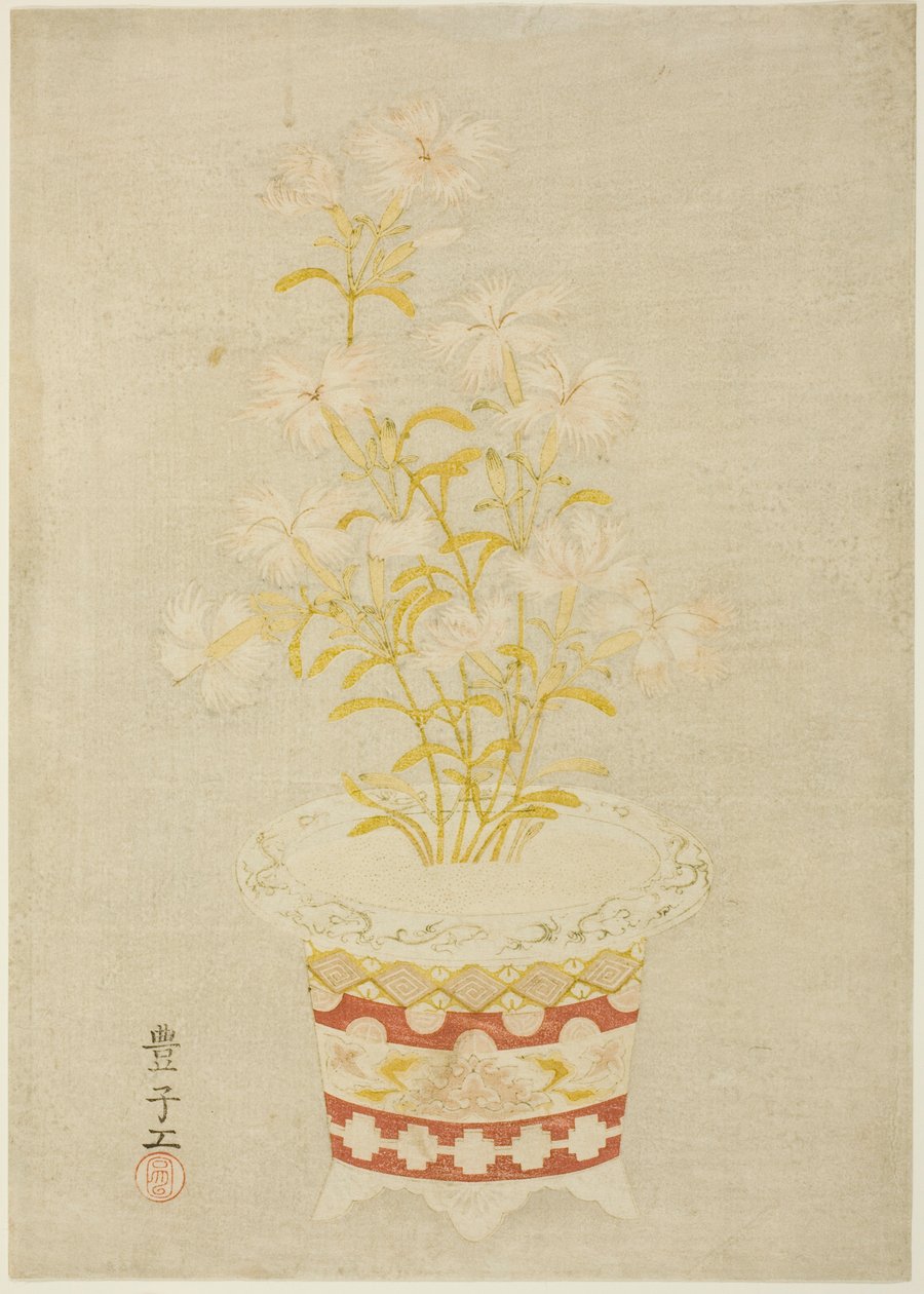 Rosa in un vaso di porcellana da Unknown artist