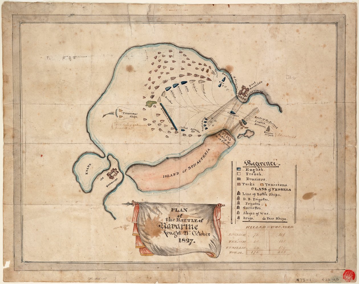 Piano della Battaglia di Navarino, 21 ottobre 1827 da Unknown artist
