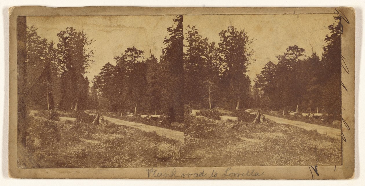 [Plank road to Lowella] (recto); [Città non identificata] (verso) da Unknown artist