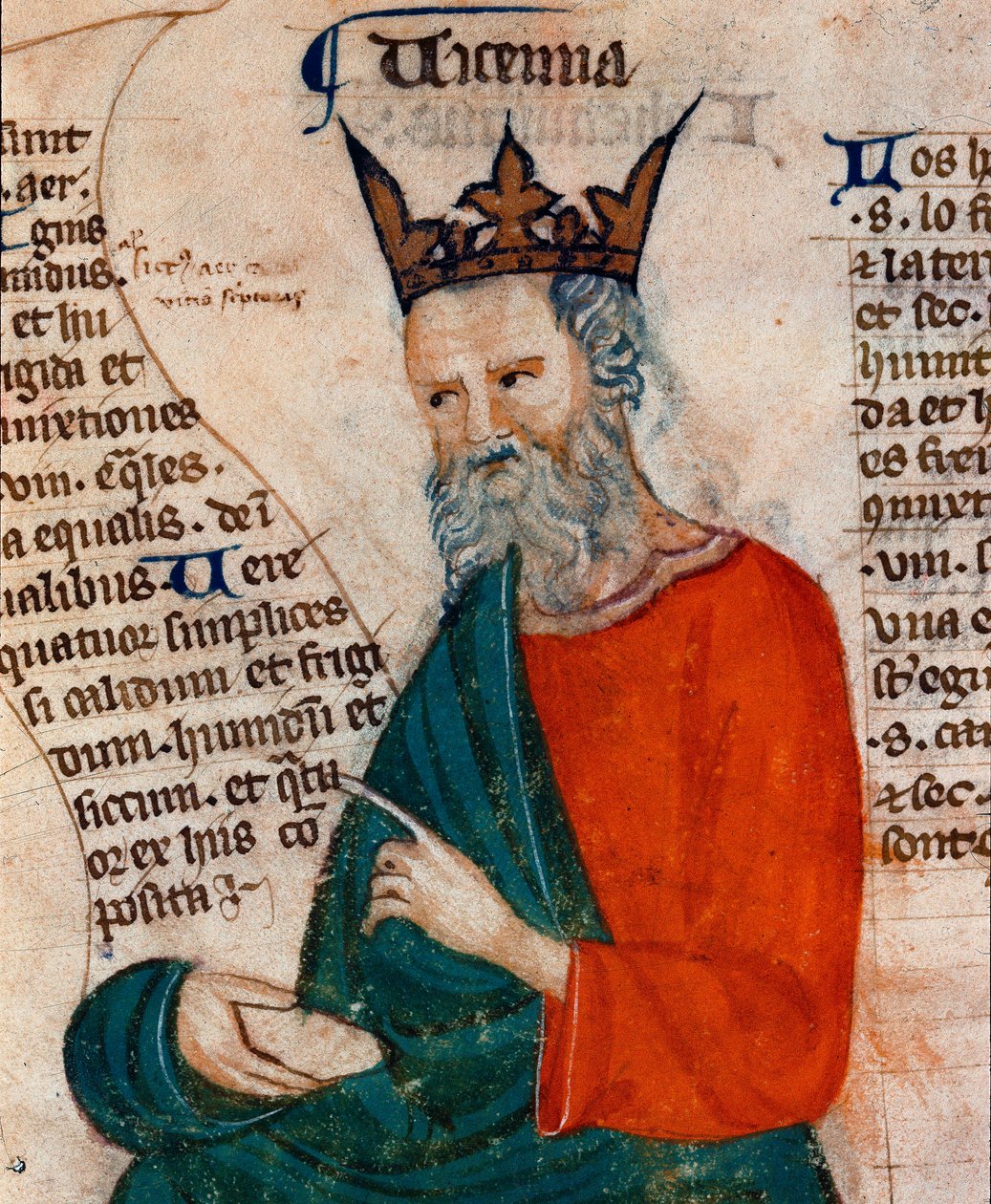 Ritratto di Abu Ali al Husain ibn Abdallah ibn Sina (Avicenna). Avicenna (980-1037), medico e filosofo iraniano. Miniatura del XIV secolo. Firenze, Biblioteca Nazionale da Unknown artist