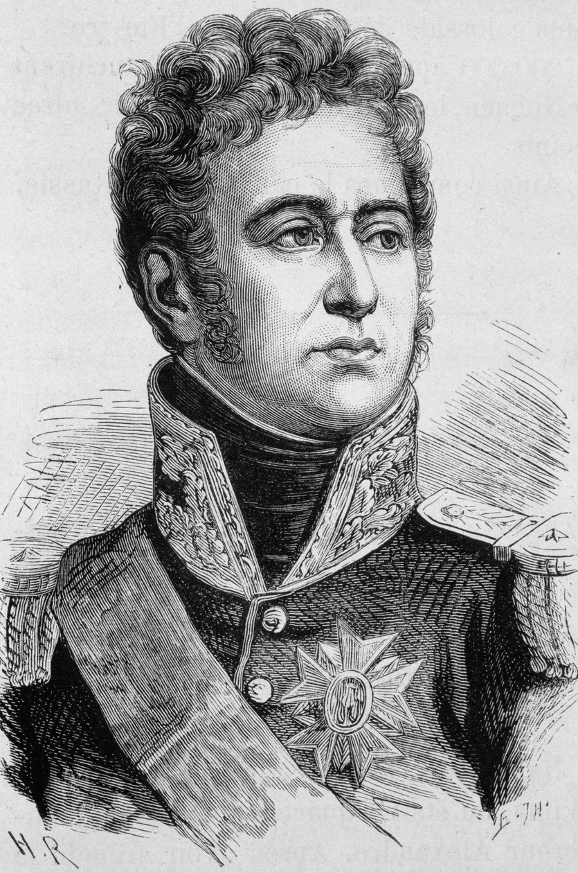 Ritratto di Alexandre Law, marchese di Lauriston (1768 - 1828). Incisione della fine del XIX secolo in "Storia di Francia" di H. Martin da Unknown artist