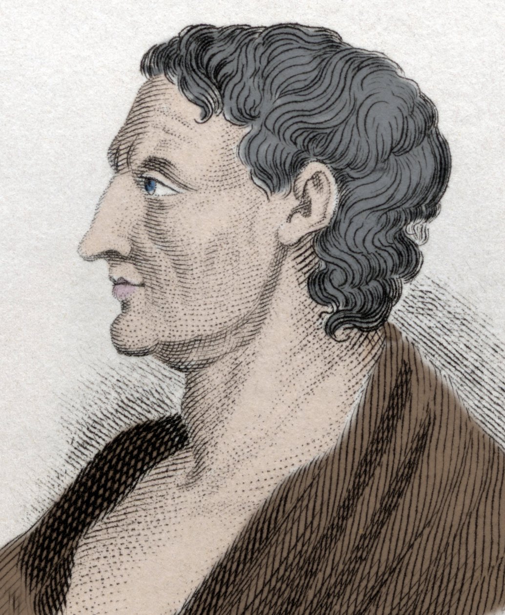 Ritratto di Aristotele noto come lo Stagirita, in greco Aristoteles, filosofo greco (384 a.C. - 322 a.C.). Incisione del XIX secolo da Unknown artist