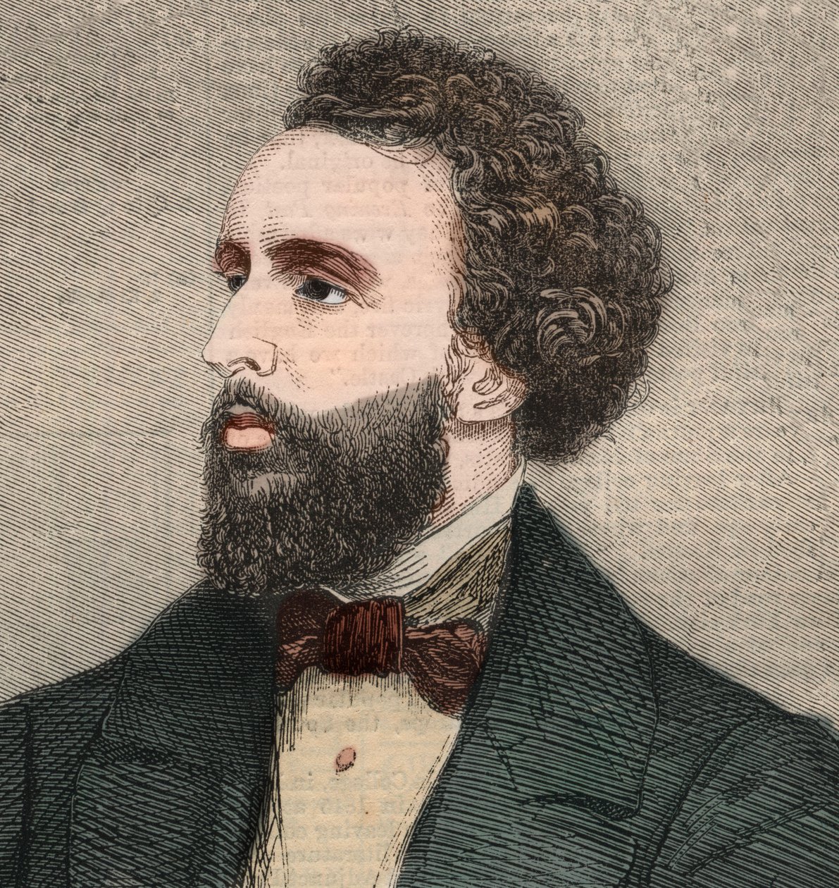 Ritratto di Bayard Taylor (1825-1878), poeta americano. Incisione in "The Illustrated London News" del 23 gennaio 1858. da Unknown artist