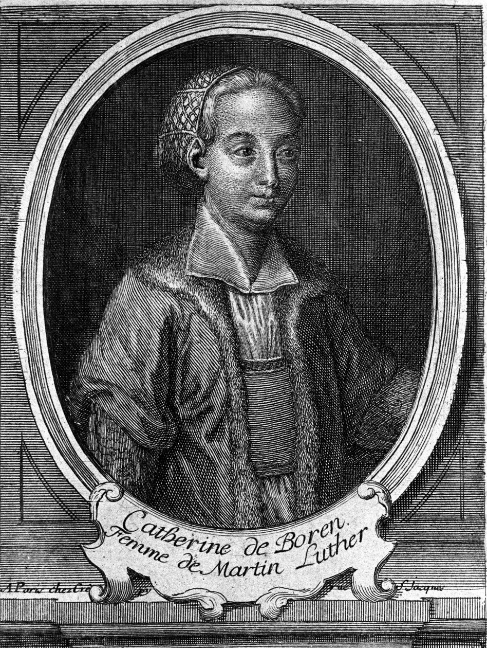 Ritratto di Caterina de Bore (Katharina von Bora) (1499-1552), moglie di Martin Lutero. Incisione del XVIII secolo da Unknown artist