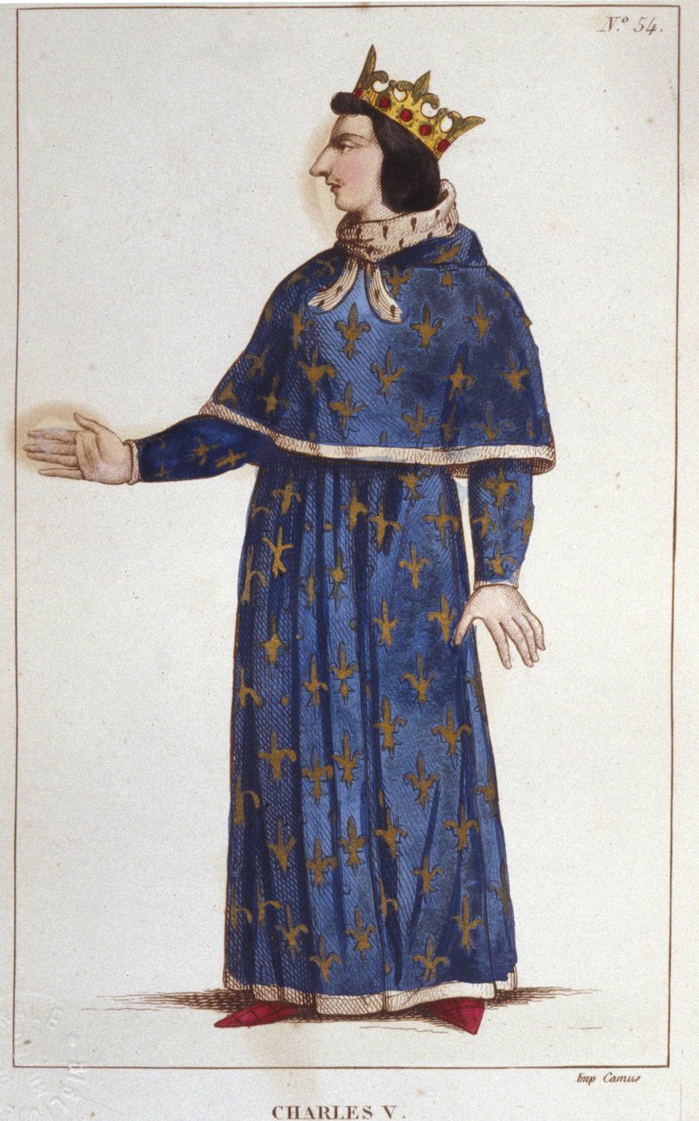 Ritratto di Carlo V il Saggio (1338 - 1380). Incisione del 1830 da Unknown artist