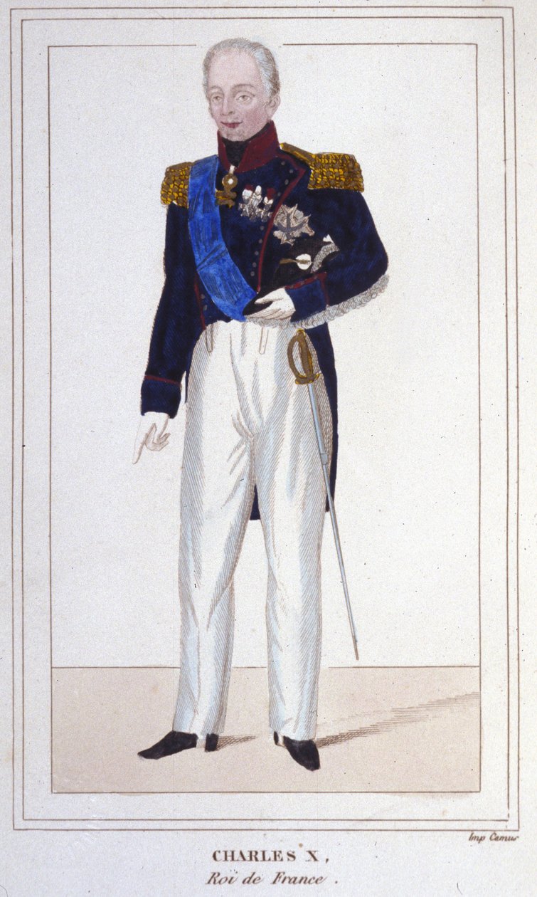 Ritratto di Carlo X, Re di Francia (1757 - 1836) incisione del 1830 da Unknown artist