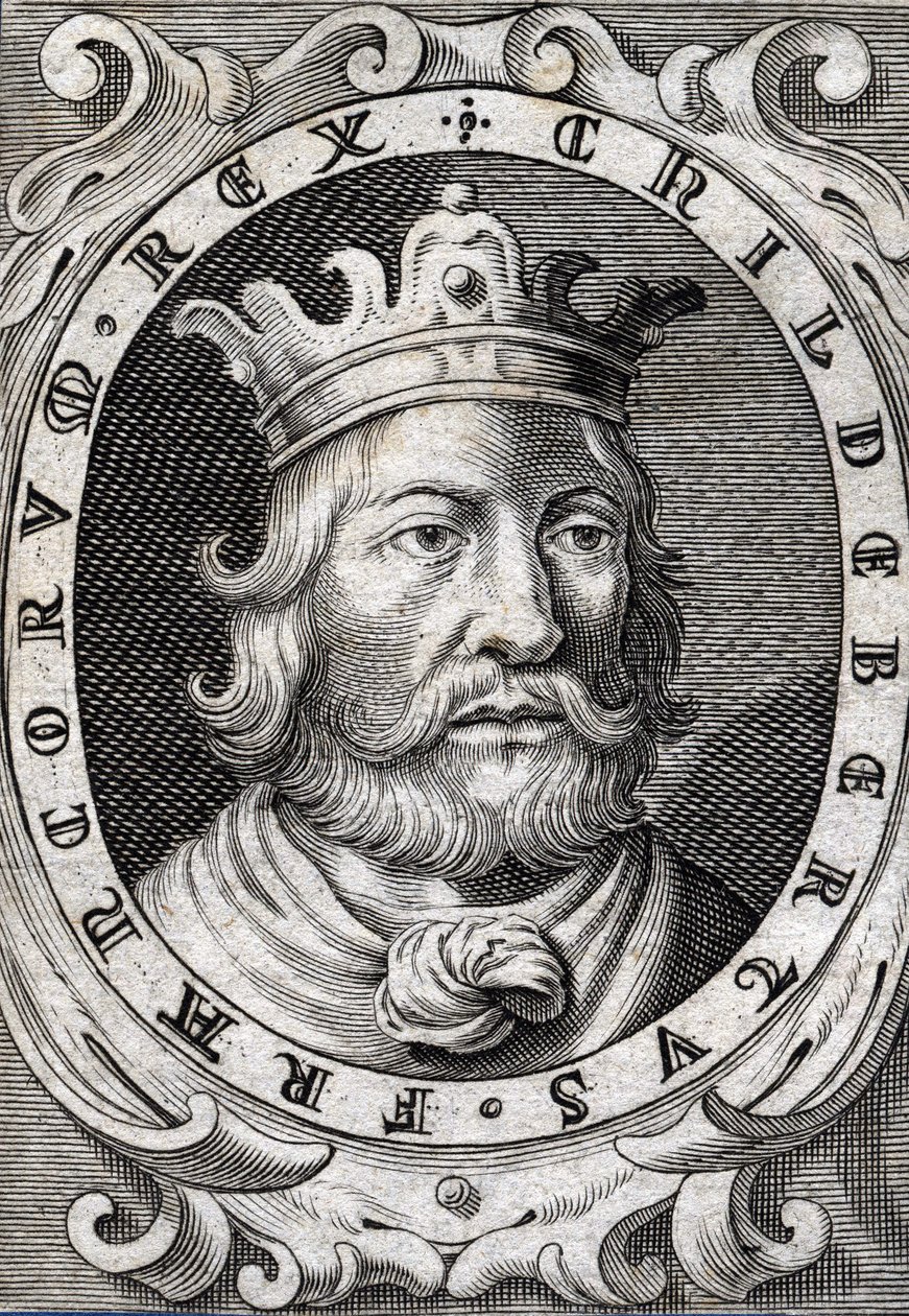 Ritratto di Childeberto I (ca. 495-558) Re di Parigi incisione del XVIII secolo da Unknown artist