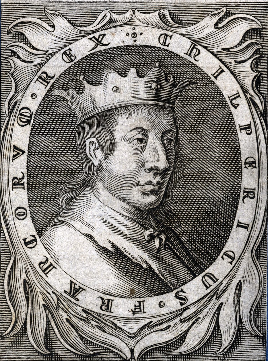 Ritratto di Chilperico II, re di Neustria (incisione del XVIII secolo) da Unknown artist