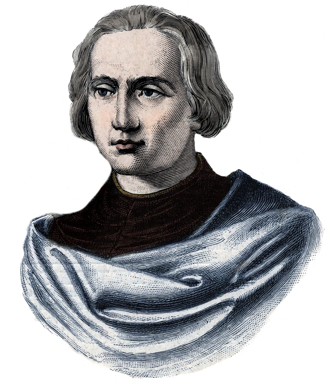 Ritratto di Cristoforo Colombo (1451-1506) - Incisione del XIX secolo da Unknown artist