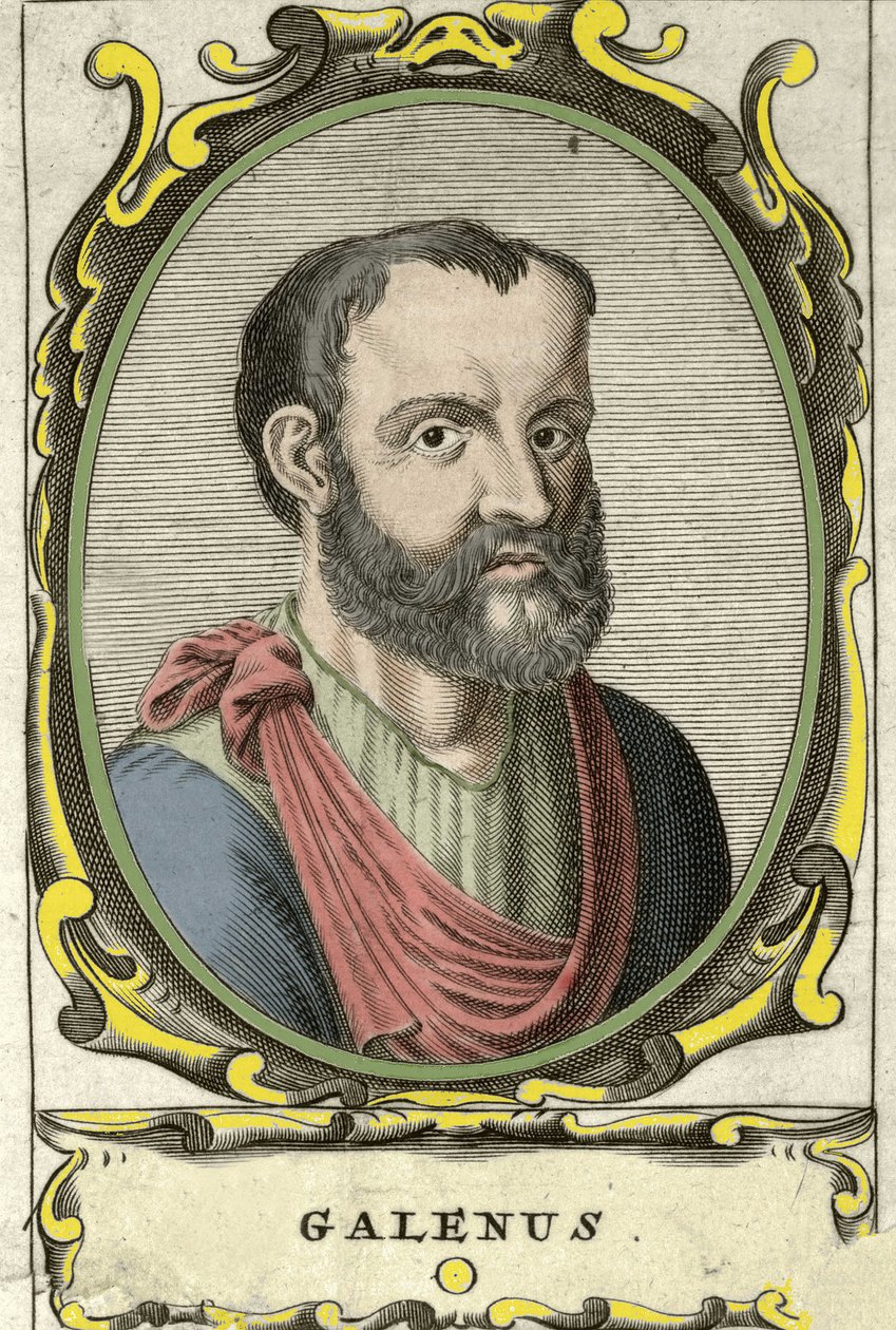 Ritratto di Claudio Galeno (v. 131 - v. 201), medico greco. Incisione del XVIII secolo da Unknown artist