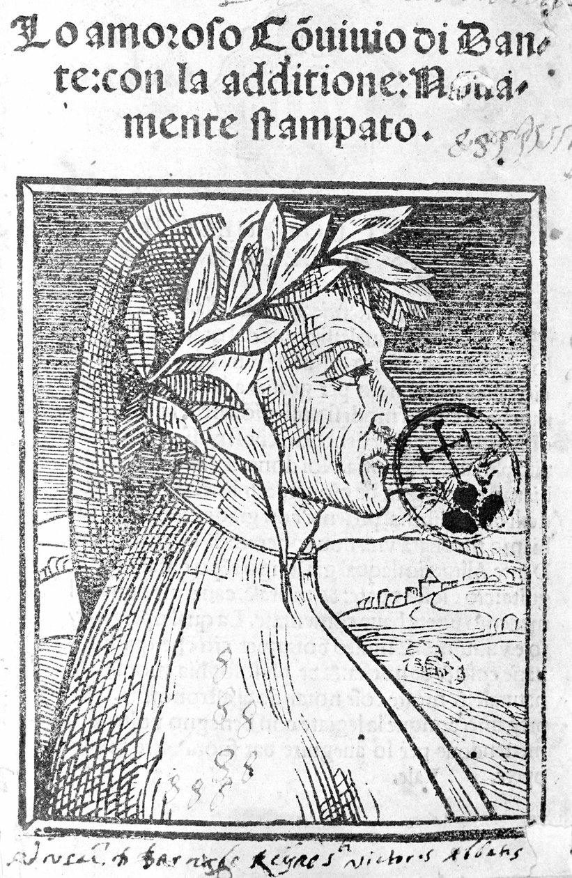 Ritratto di Dante Alighieri (1265 - 1321), poeta italiano. Frontespizio di "Il Convivio" da Unknown artist