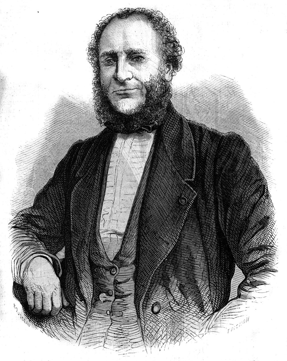 Ritratto del dottor Jobert de Lamballe (1799-1867) chirurgo francese. Incisione in "L