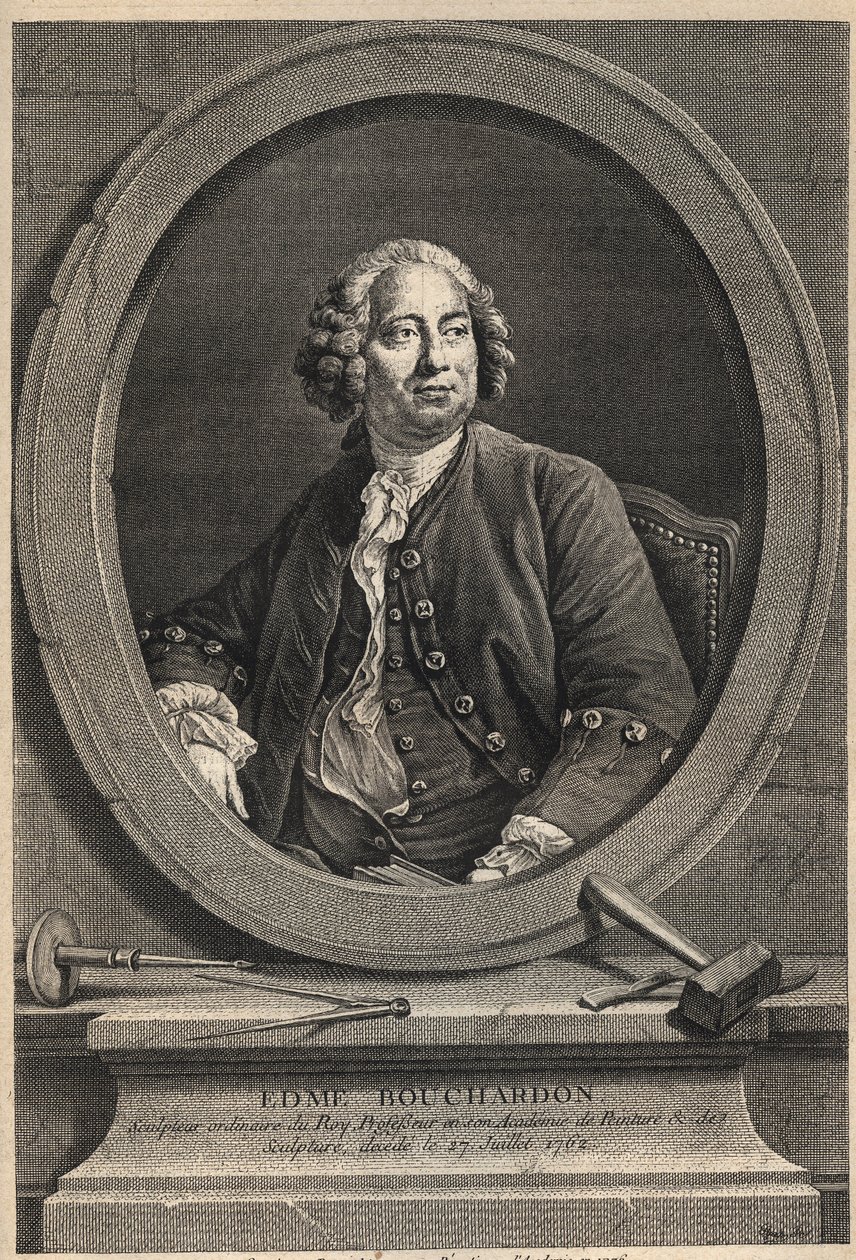 Ritratto di Edme Bouchardon (1698-1762) scultore e disegnatore francese - incisione del 1776 da Unknown artist