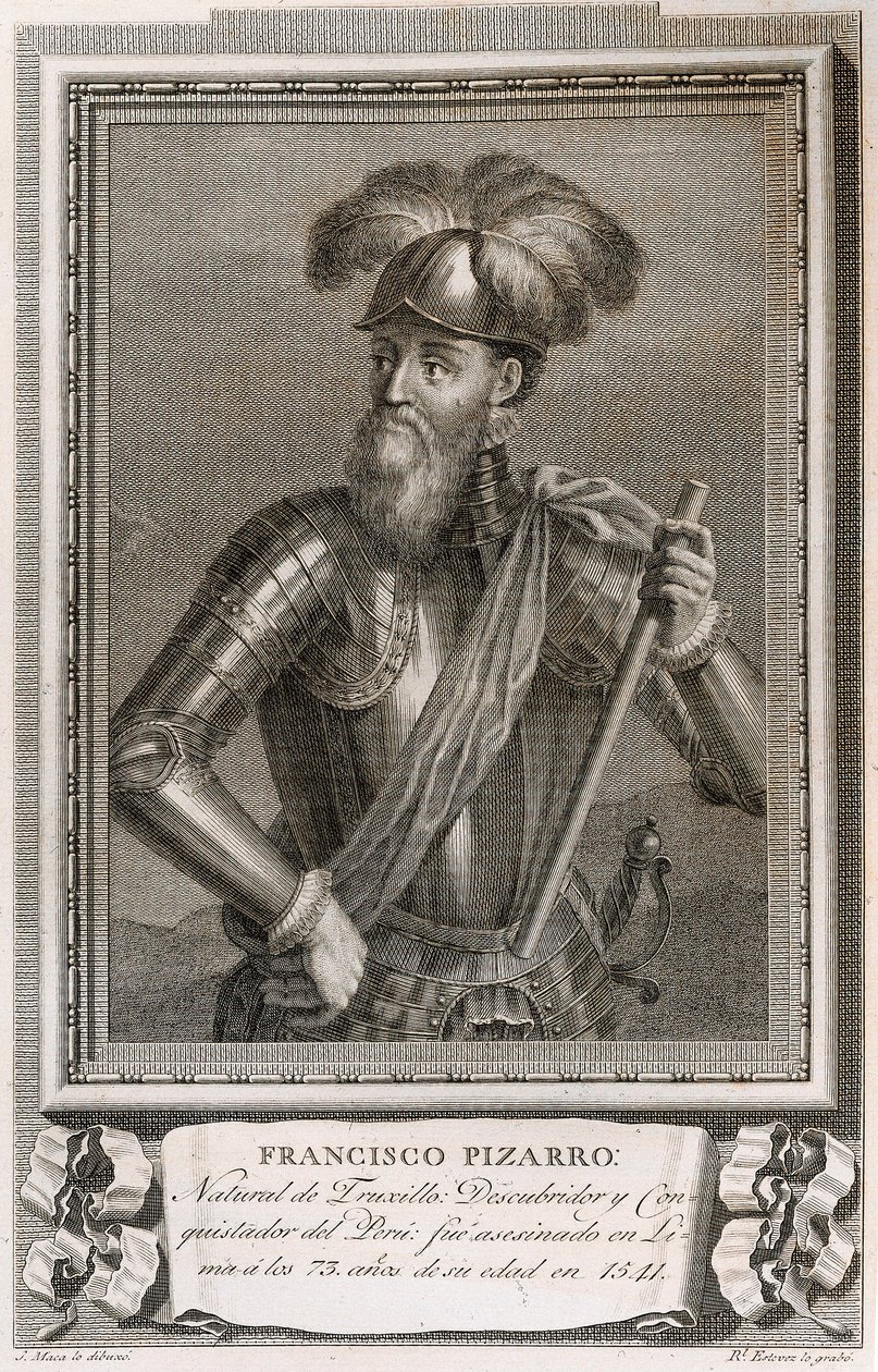 Ritratto di Francisco Pizarro (incisione) da Unknown artist