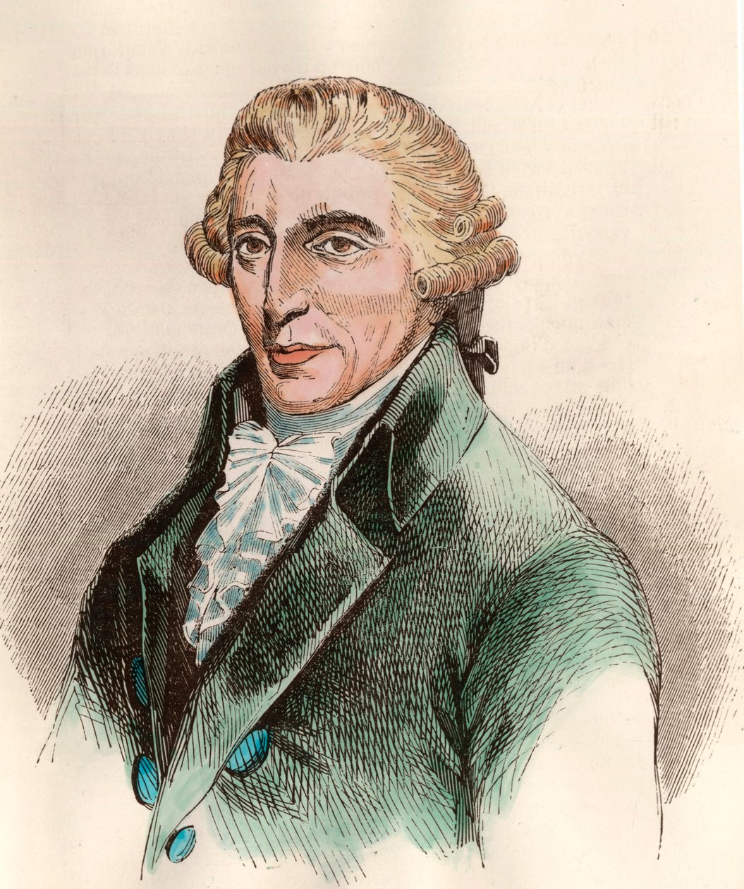Ritratto di Franz Joseph Haydn (1732-1809), compositore austriaco. Incisione del XVIII secolo. Collezione privata da Unknown artist