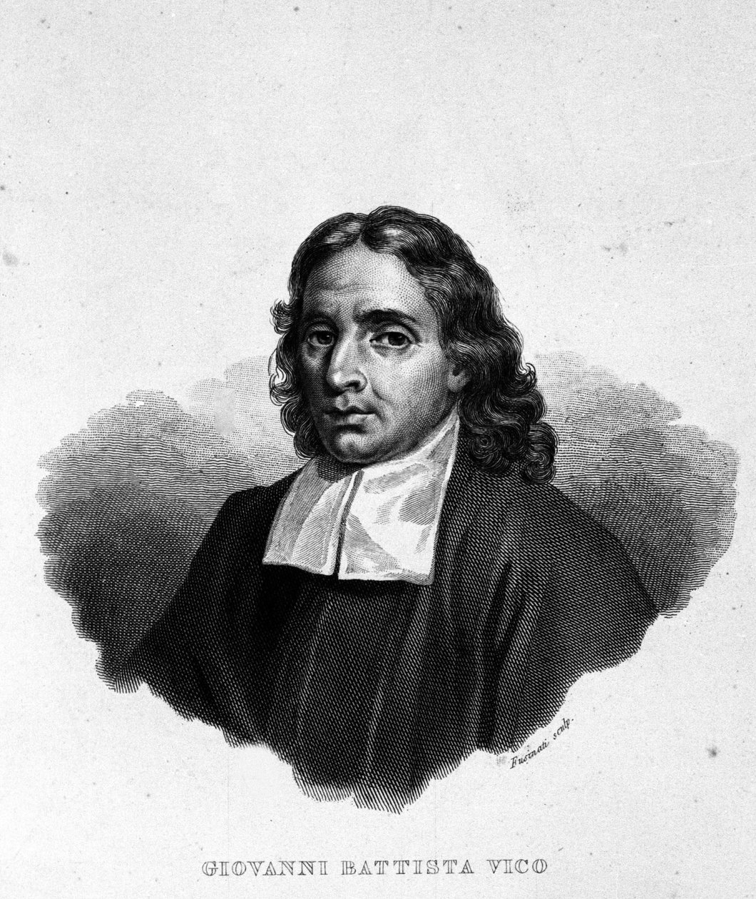 Ritratto di Giambattista Vico, storico, giurista e filosofo italiano. Anche chiamato Giovanni, Gian Battista, Jean Baptiste o Jean-Baptiste. Incisione del XIX secolo da Unknown artist