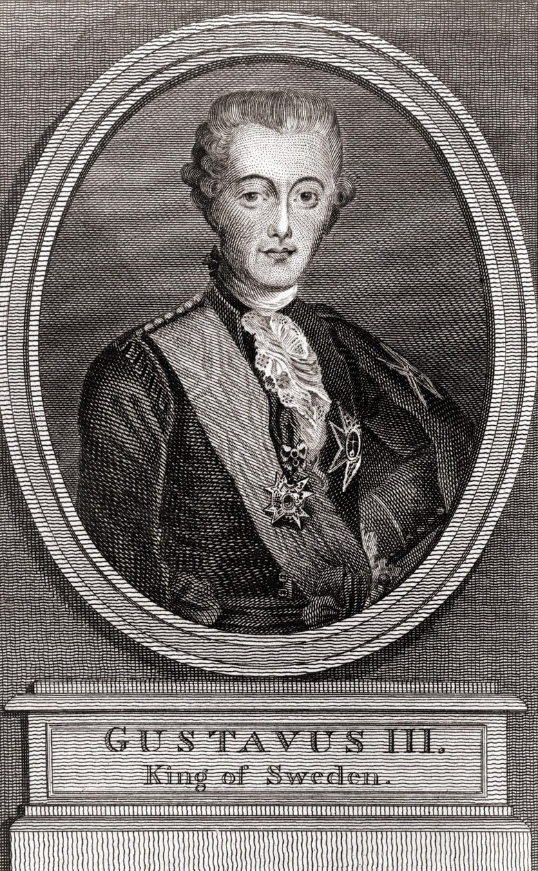 Ritratto di Gustavo III (1746-1792), Re di Svezia dal 1771 al 1792 incisione del 1787 da Unknown artist
