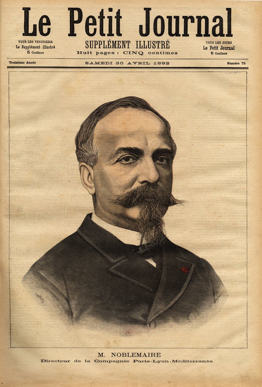 Ritratto di Gustave Noblemaire (1832-1924) che, dopo aver supervisionato con successo la costruzione della linea ferroviaria Alger-Oran fino al 1869, tornò a Parigi per assumere la direzione della compagnia Paris Lyon Mediterranee, posizione che mantenne p da Unknown artist